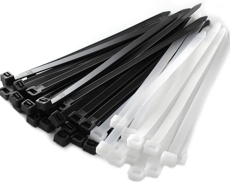 Duravel 20CM Cable Ties White (100 Pack) - Heavy Duty Nylon Plastic Zip Ties with 18LBS Tensile Strength - Image 1